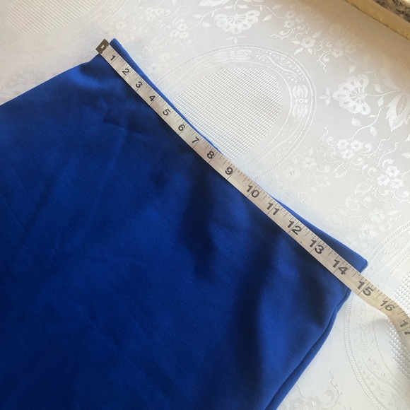 Studio F Royal Blue High-Waisted Elastic Pencil Skirt Back Slip Women’s Size 12 - Picture 10 of 16